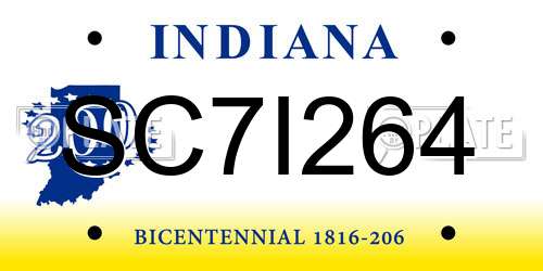 SC7I264 Indiana License Plate