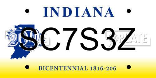 SC7S3Z Indiana License Plate