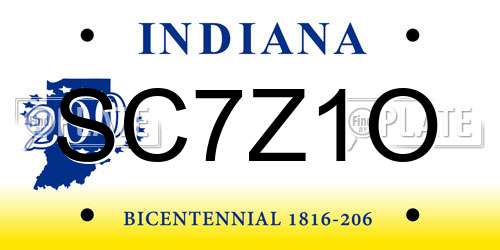 SC7Z1O Indiana License Plate