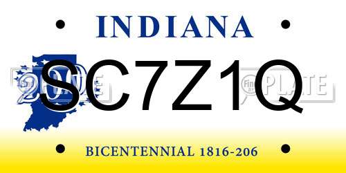 SC7Z1Q Indiana License Plate