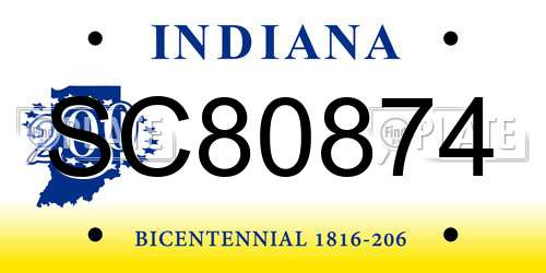 SC80874 Indiana License Plate