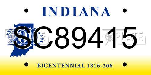 SC89415 Indiana License Plate