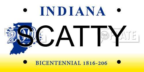 SCATTY Indiana License Plate