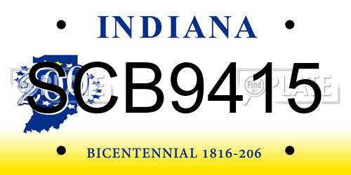 SCB9415 Indiana License Plate