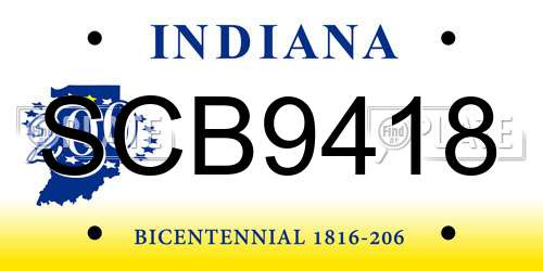 SCB9418 Indiana License Plate