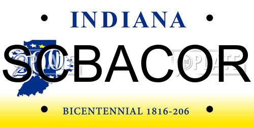 SCBACOR Indiana License Plate