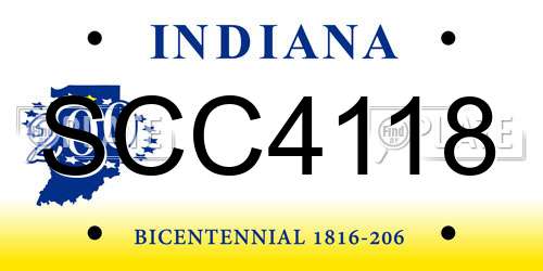 SCC4118 Indiana License Plate