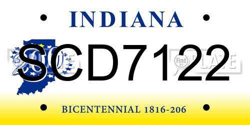 SCD7122 Indiana License Plate