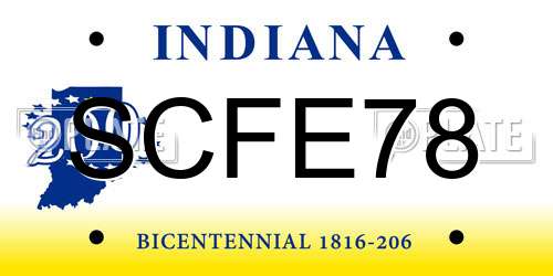 SCFE78 Indiana License Plate