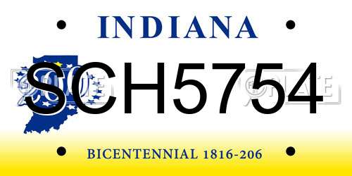SCH5754 Indiana License Plate