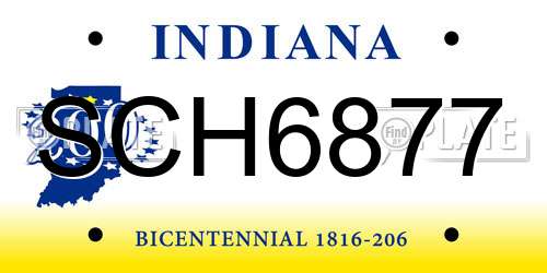 SCH6877 Indiana License Plate