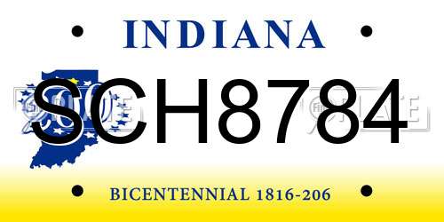 SCH8784 Indiana License Plate