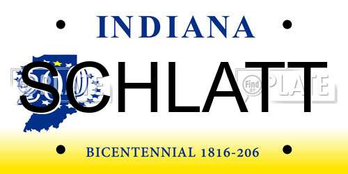 SCHLATT Indiana License Plate