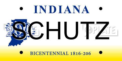 SCHUTZ Indiana License Plate