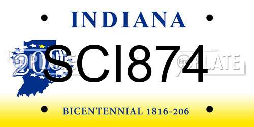SCI874 Indiana License Plate