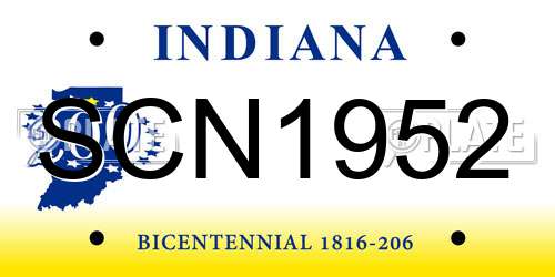 SCN1952 Indiana License Plate