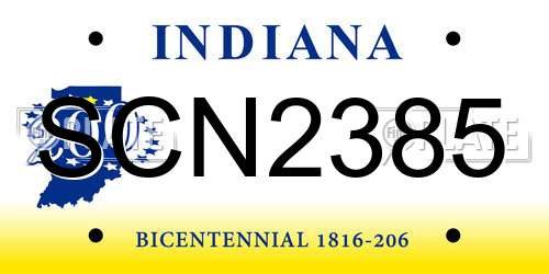 SCN2385 Indiana License Plate