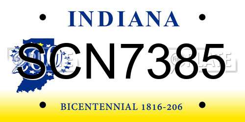 SCN7385 Indiana License Plate