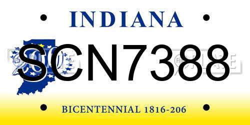SCN7388 Indiana License Plate