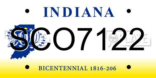 SCO7122 Indiana License Plate