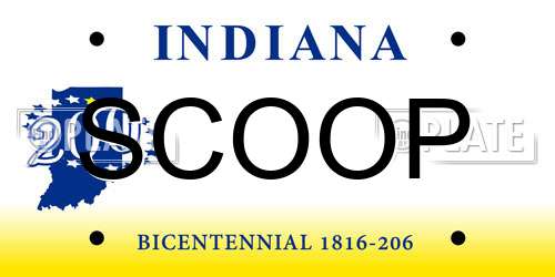 SCOOP Indiana License Plate