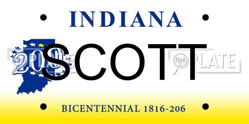 SCOTT Indiana License Plate
