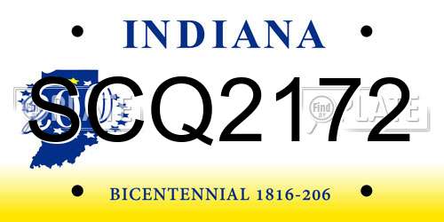 SCQ2172 Indiana License Plate