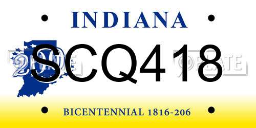 SCQ418 Indiana License Plate