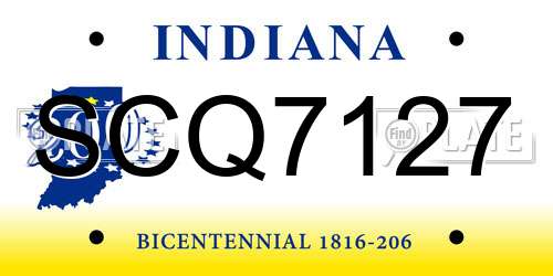 SCQ7127 Indiana License Plate