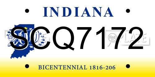 SCQ7172 Indiana License Plate
