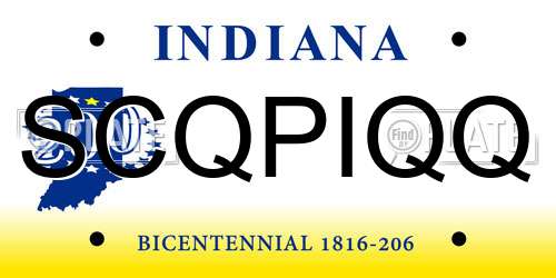 SCQPIQQ Indiana License Plate