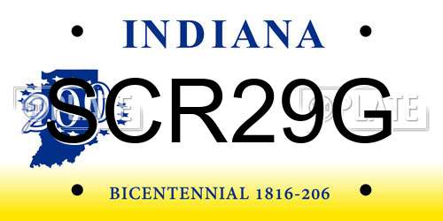 SCR29G Indiana License Plate