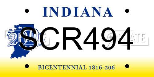 SCR494 Indiana License Plate