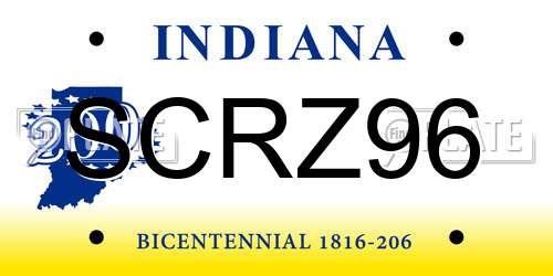SCRZ96 Indiana License Plate