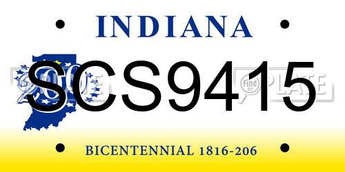 SCS9415 Indiana License Plate