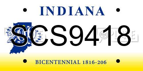 SCS9418 Indiana License Plate