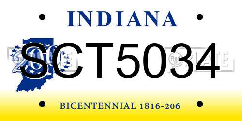 SCT5034 Indiana License Plate