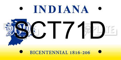 SCT71D Indiana License Plate