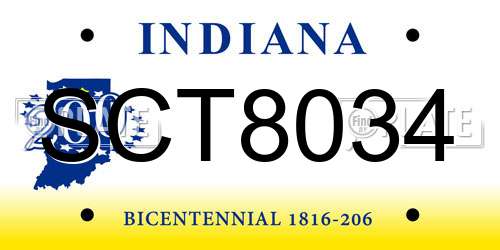 SCT8034 Indiana License Plate