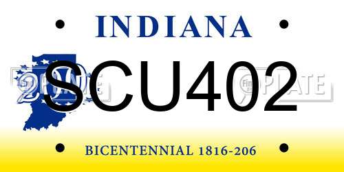 SCU402 Indiana License Plate