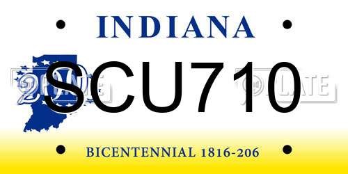 SCU710 Indiana License Plate