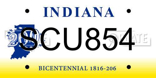 SCU854 Indiana License Plate