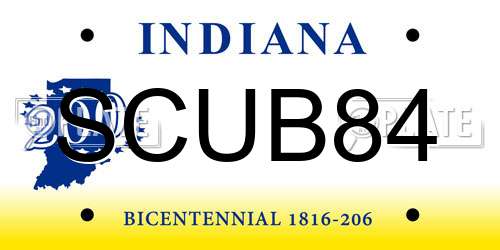 SCUB84 Indiana License Plate