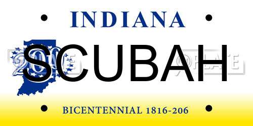 SCUBAH Indiana License Plate