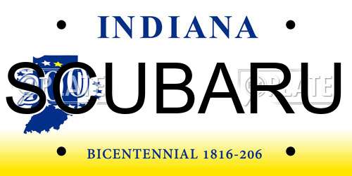 SCUBARU Indiana License Plate