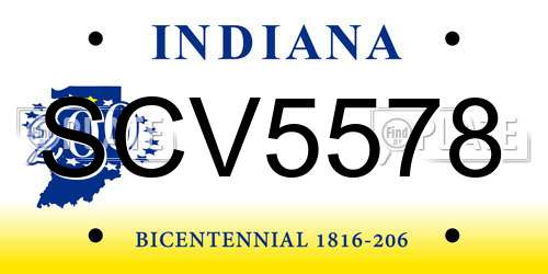 SCV5578 Indiana License Plate