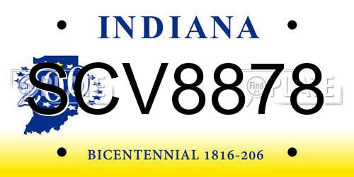 SCV8878 Indiana License Plate