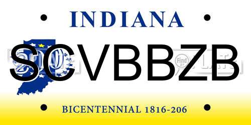 SCVBBZB Indiana License Plate