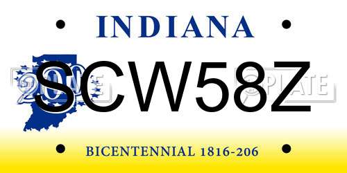 SCW58Z Indiana License Plate