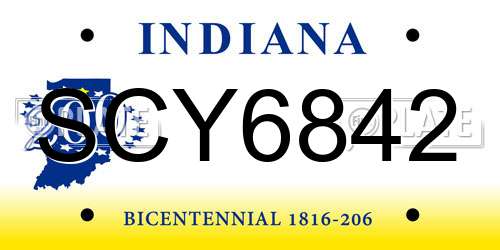 SCY6842 Indiana License Plate